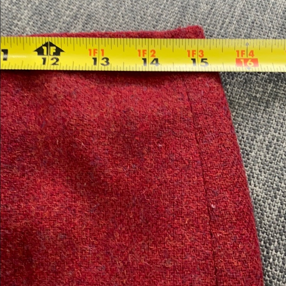 Red Wool Skirt With Subtle Multi Color Pattern - image 3